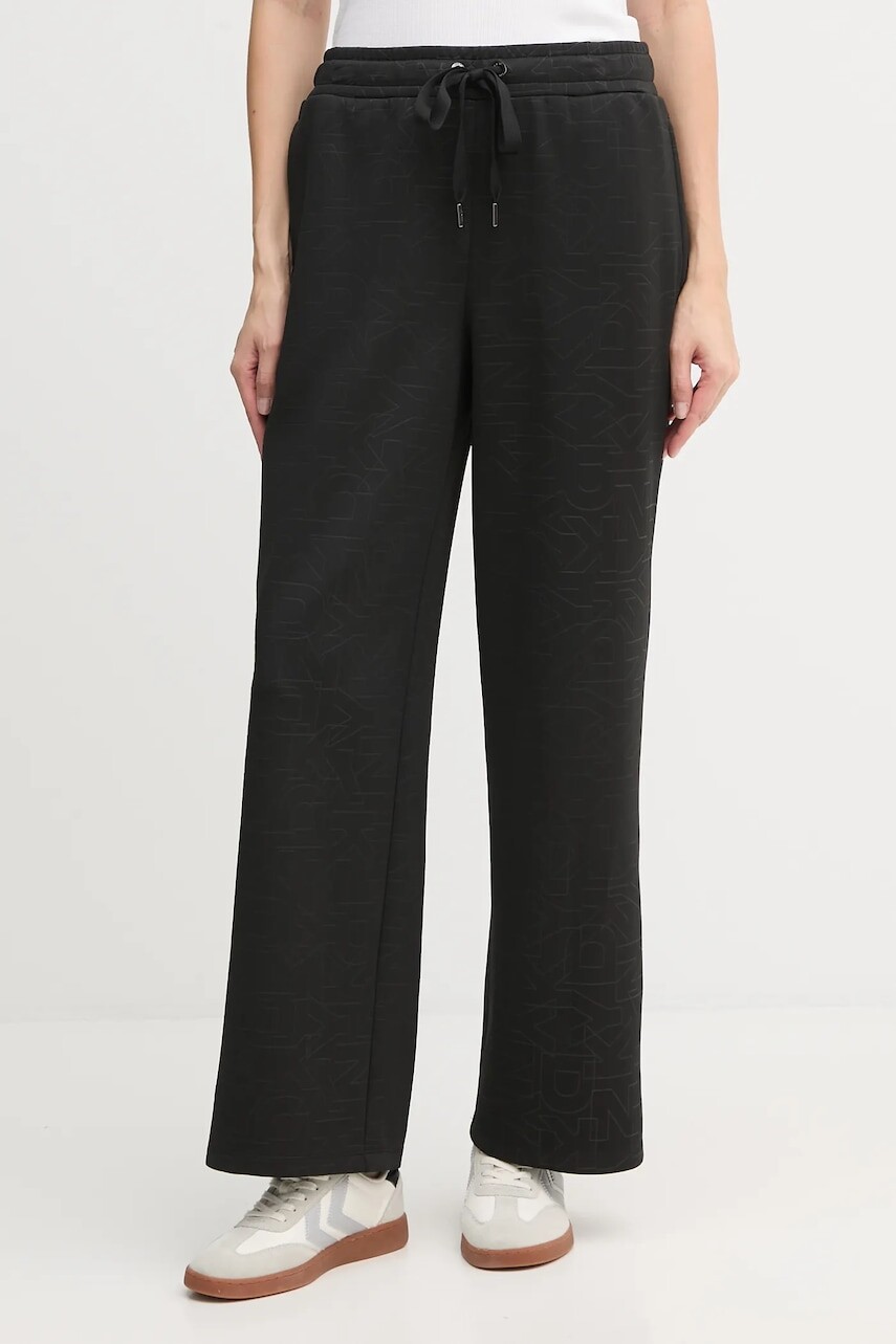 Tepláky Dkny KNIT PANTS čierna farba, vzorované, P5MF6CSD