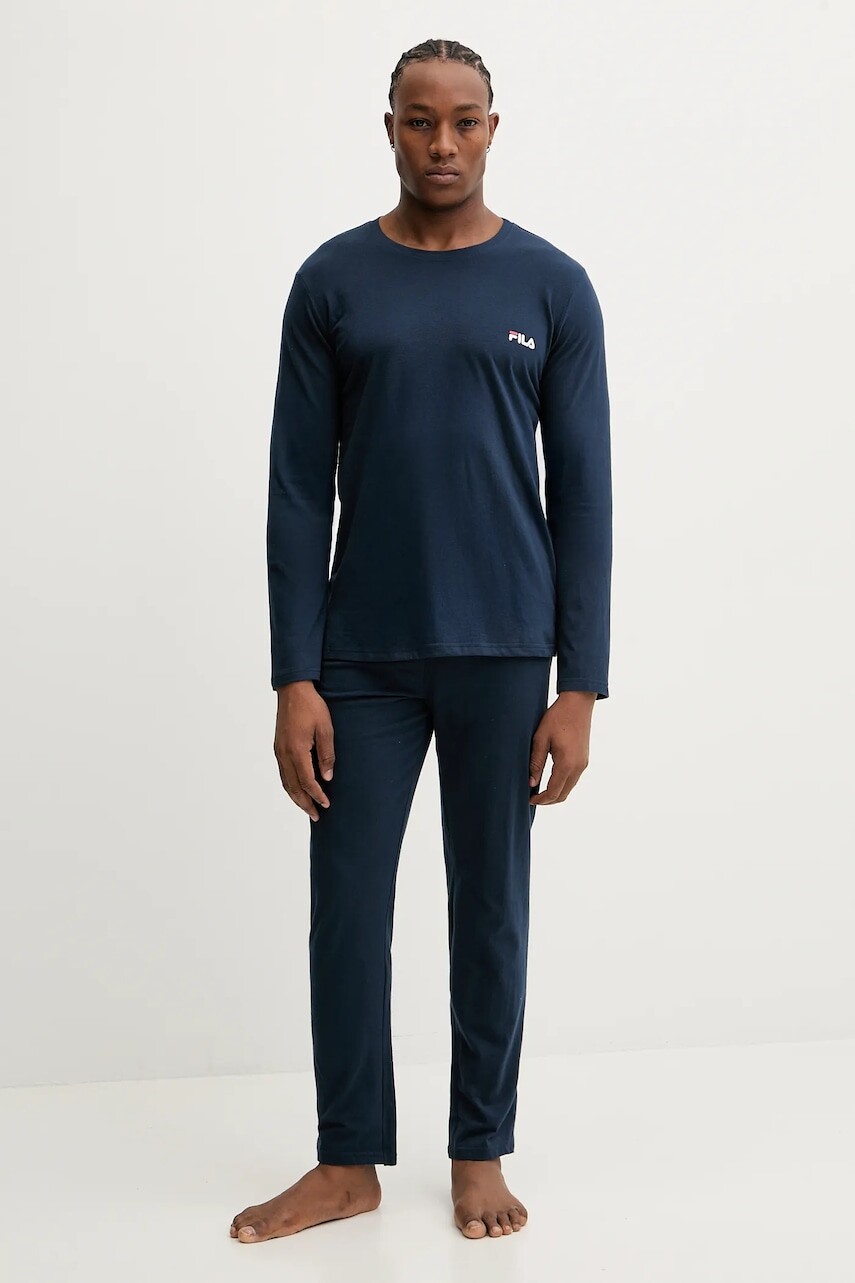 Bavlnené pyžamo Fila tmavomodrá farba, s potlačou, FPW1231