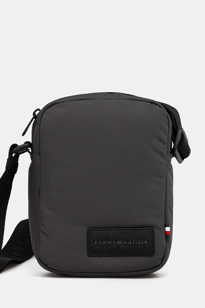 Malá taška Tommy Hilfiger šedá farba, AM0AM14009