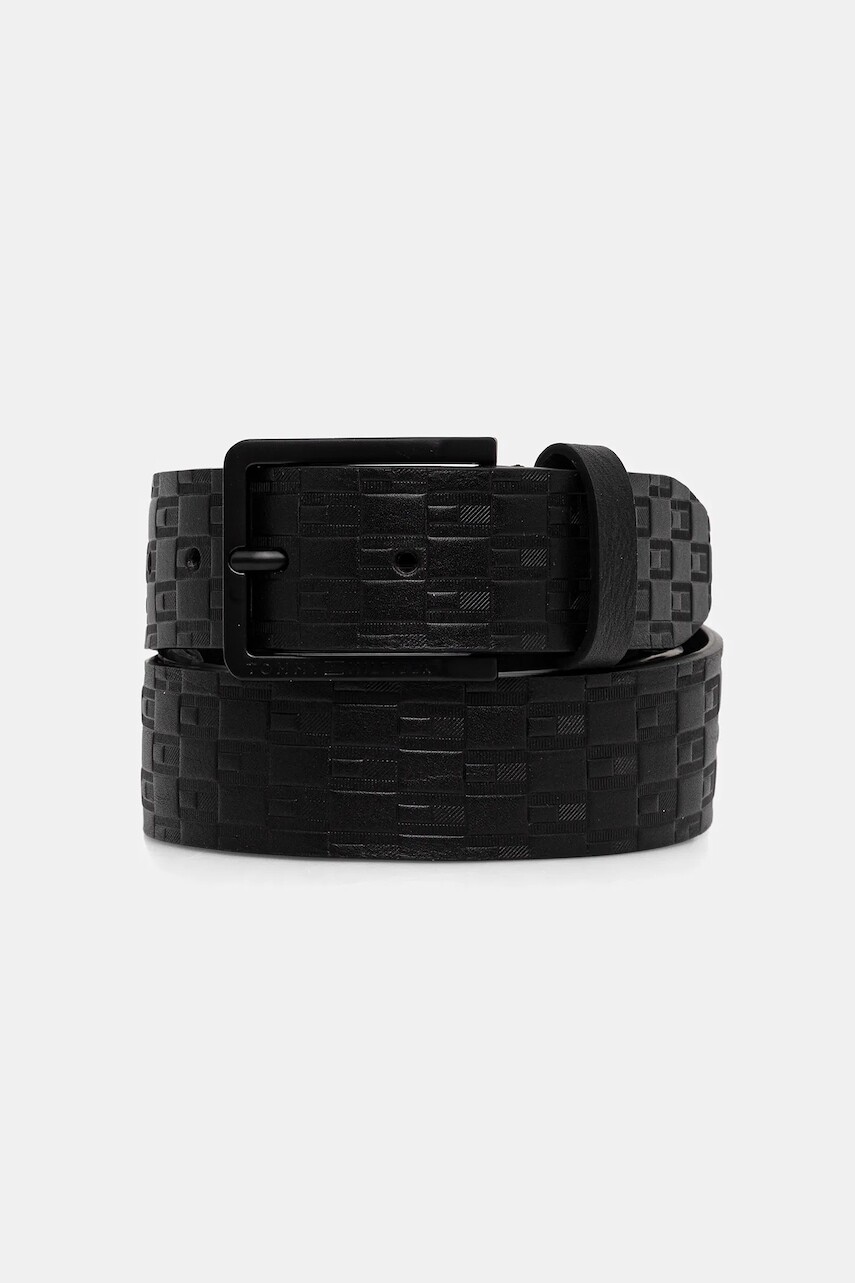 Kožený opasok Tommy Hilfiger čierna farba, AM0AM14078