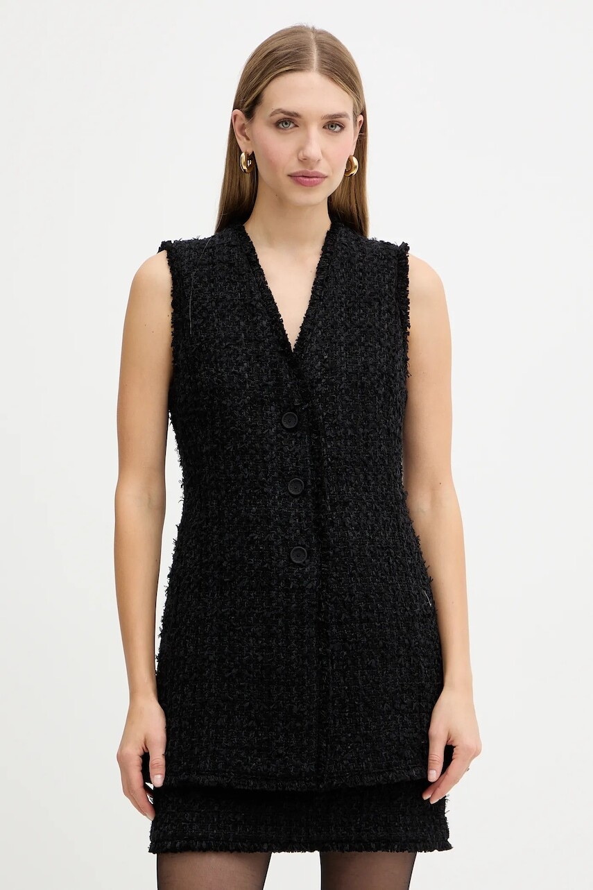 Vesta s prímesou vlny BOSS čierna farba, jednoradová, 50549128