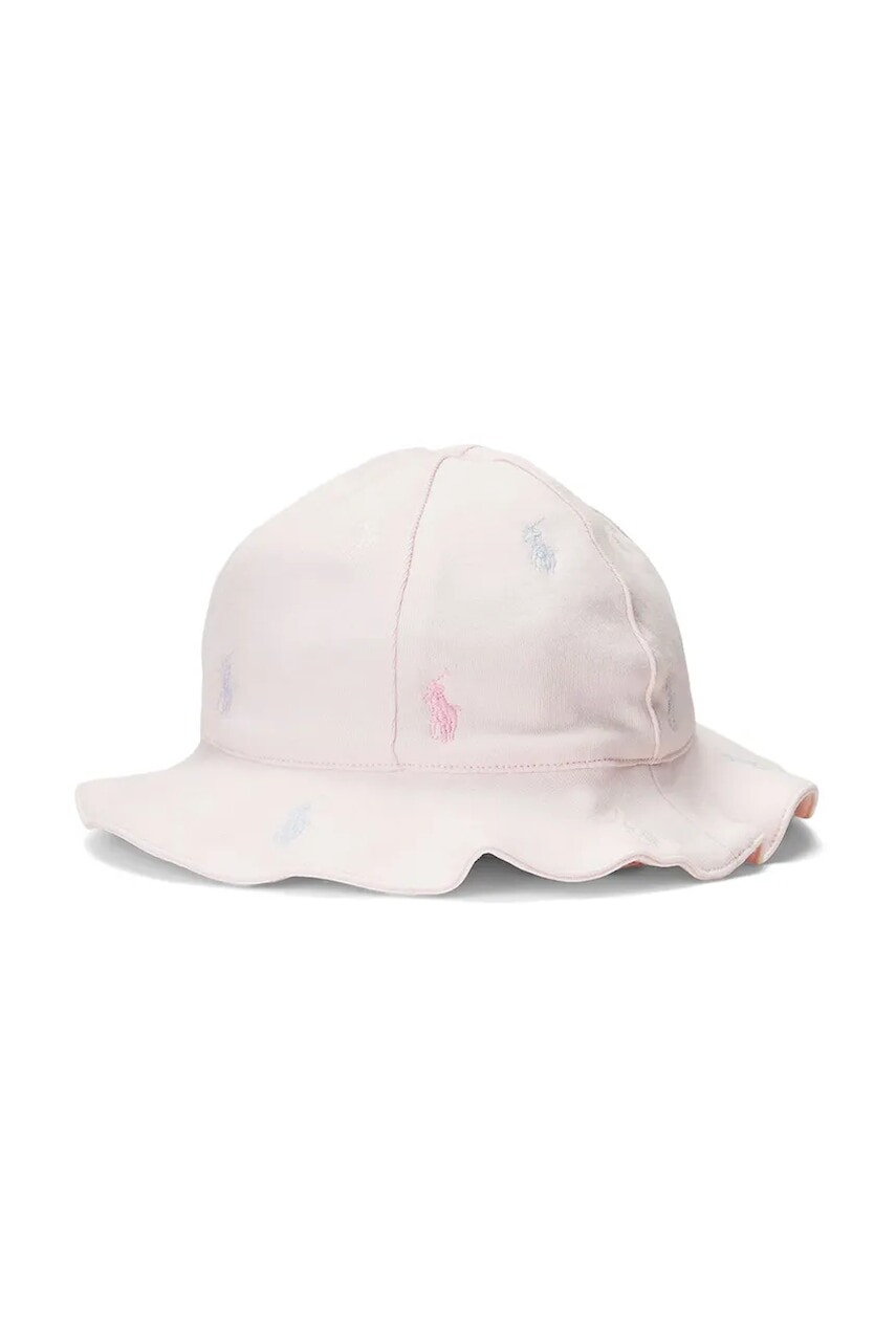 Detský bavlnený klobúk Polo Ralph Lauren ružová farba biela, 310876688001