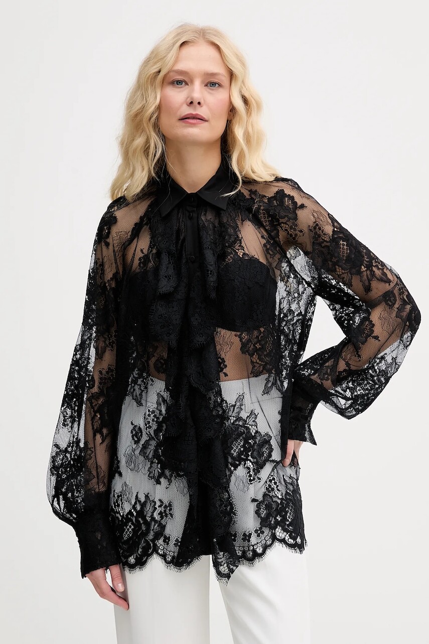 Košeľa Aniye By čierna farba, regular, s klasickým golierom, 181473