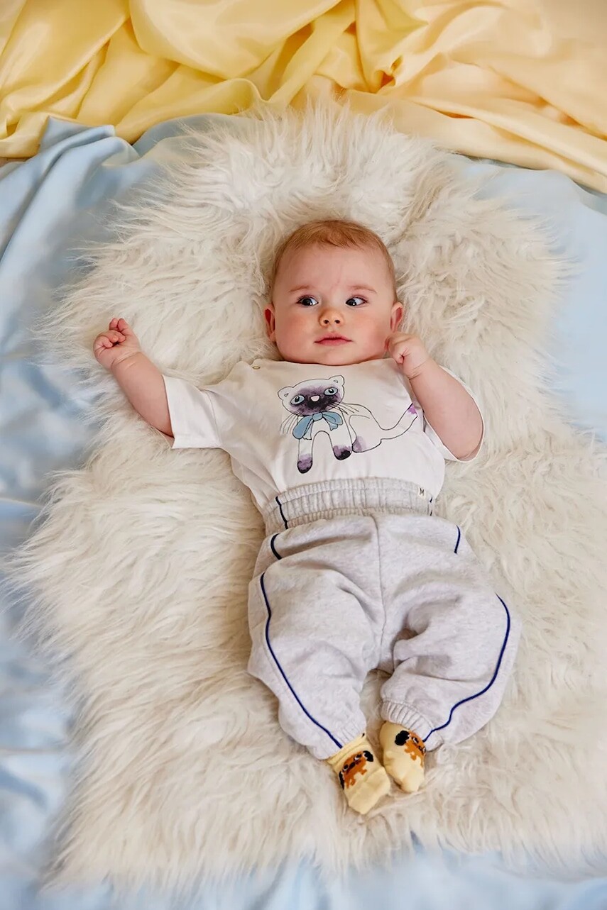 Detské bavlnené tričko Mini Rodini Siamese biela farba, 26120118