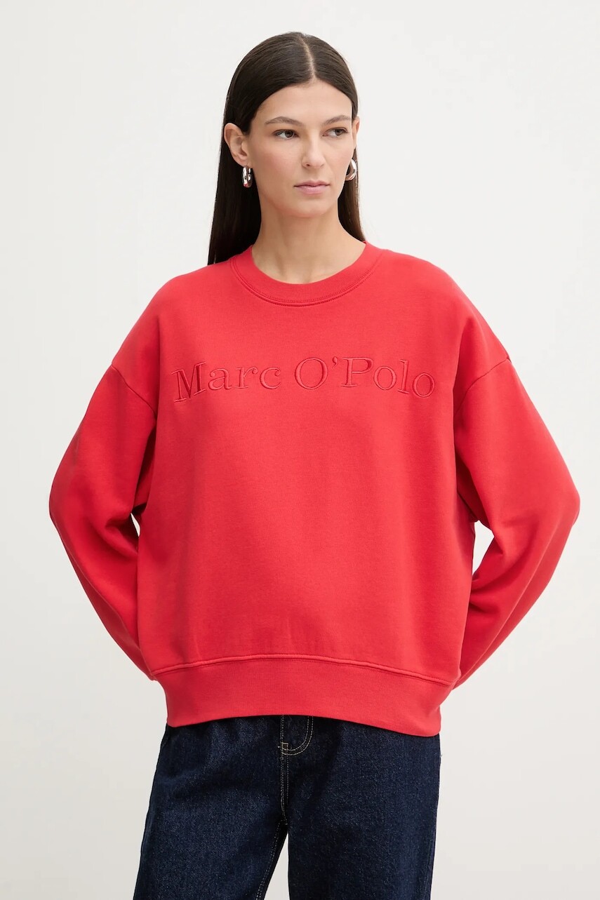 Bavlnená mikina Marc O'Polo červená farba, jednofarebná, 600407354175