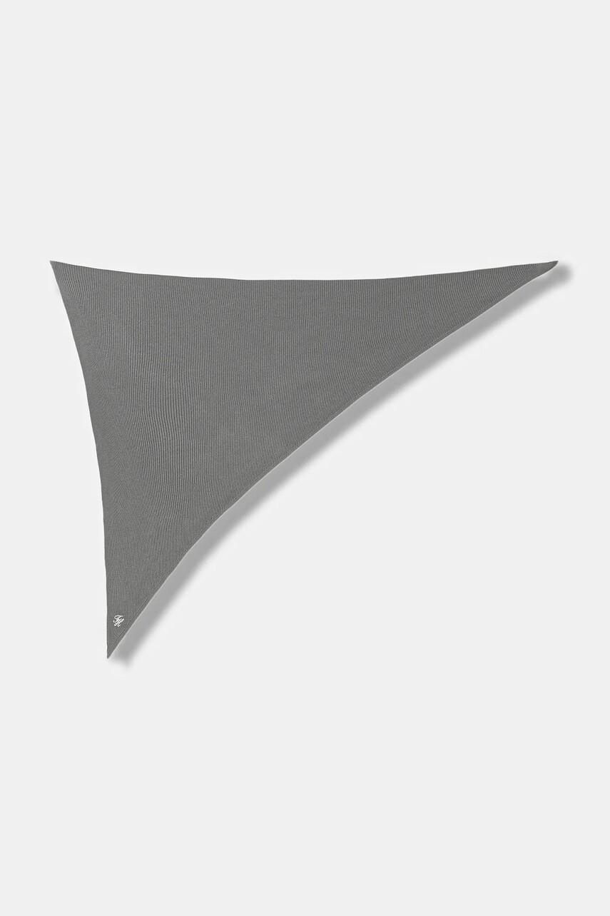 Vlnený šál Tommy Hilfiger šedá farba, jednofarebný, AW0AW18516