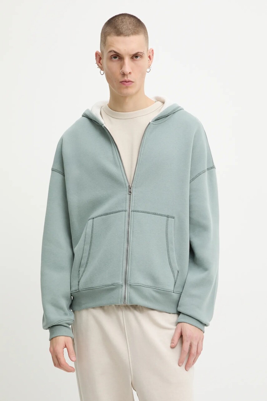 Mikina Hollister Co. zelená farba, s kapucňou, jednofarebná, KI322-5279-300