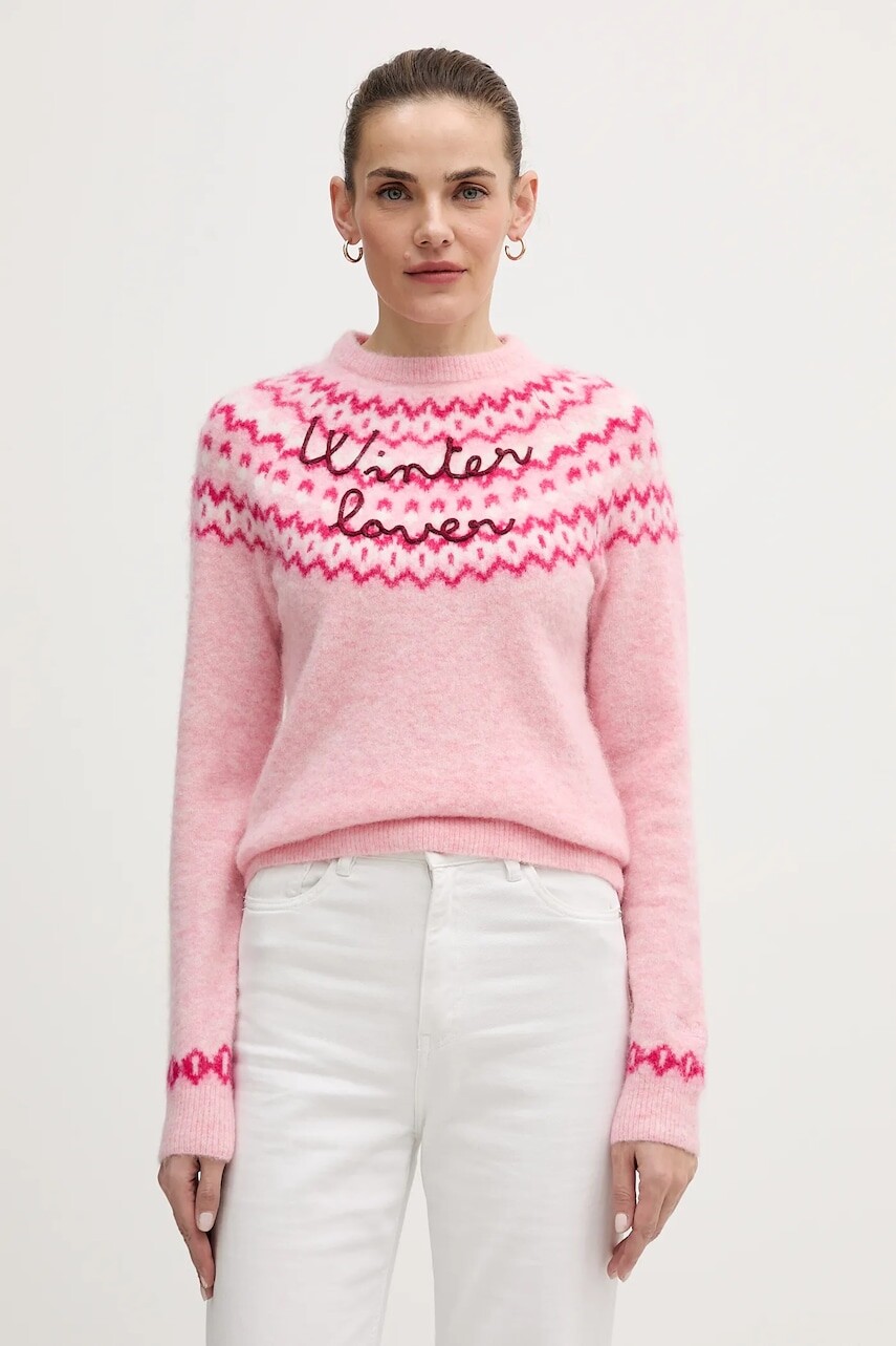 Sveter s prímesou vlny a alpaky MC2 Saint Barth ružová farba, QUE0031