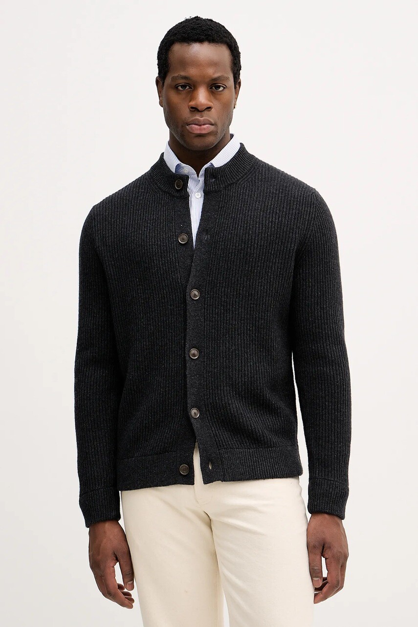 Kardigan s prímesou vlny Sisley šedá farba, 1OJHS500K