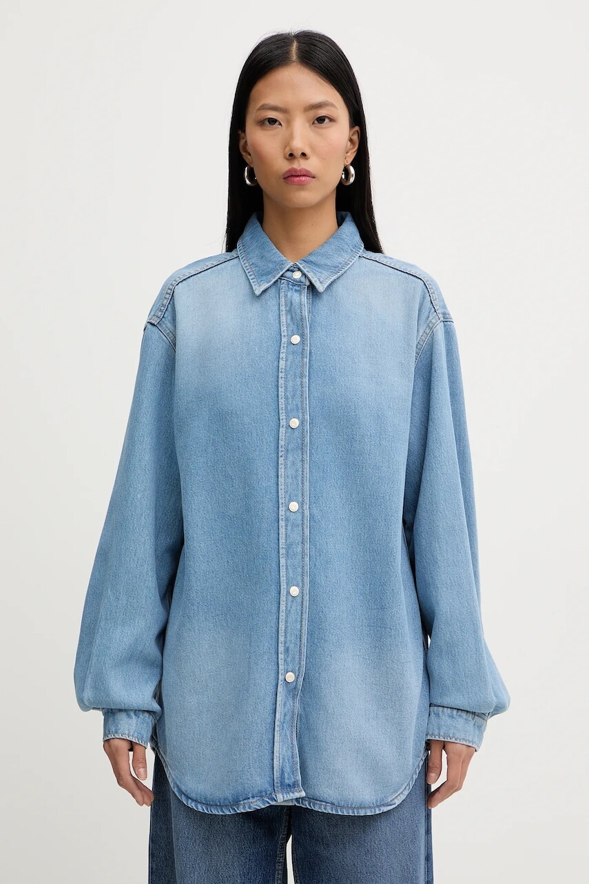 Košeľa Marc O'Polo modrá farba, voľný strih, s klasickým golierom, 5000007939