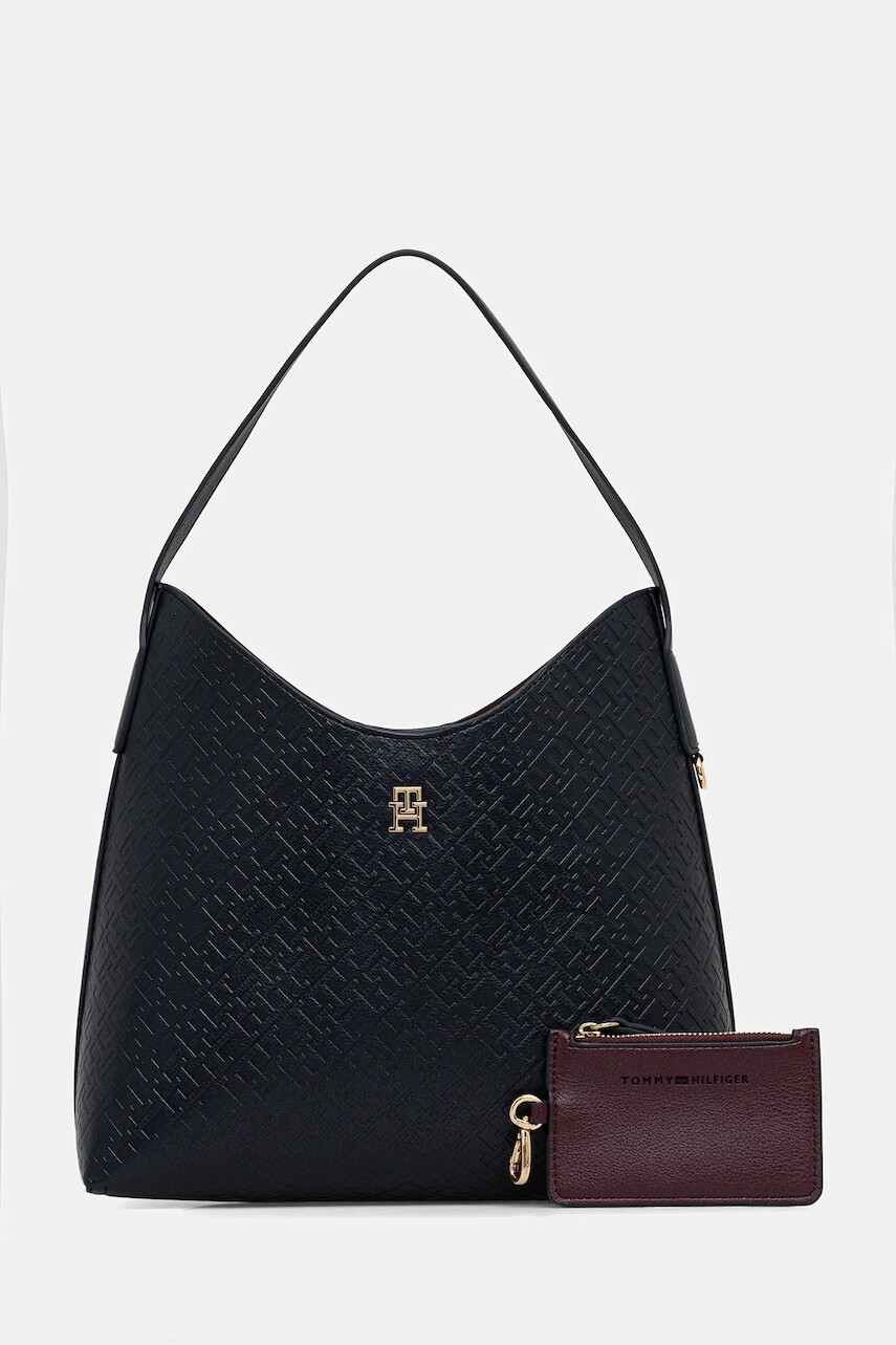 Kabelka Tommy Hilfiger tmavomodrá farba, AW0AW18141