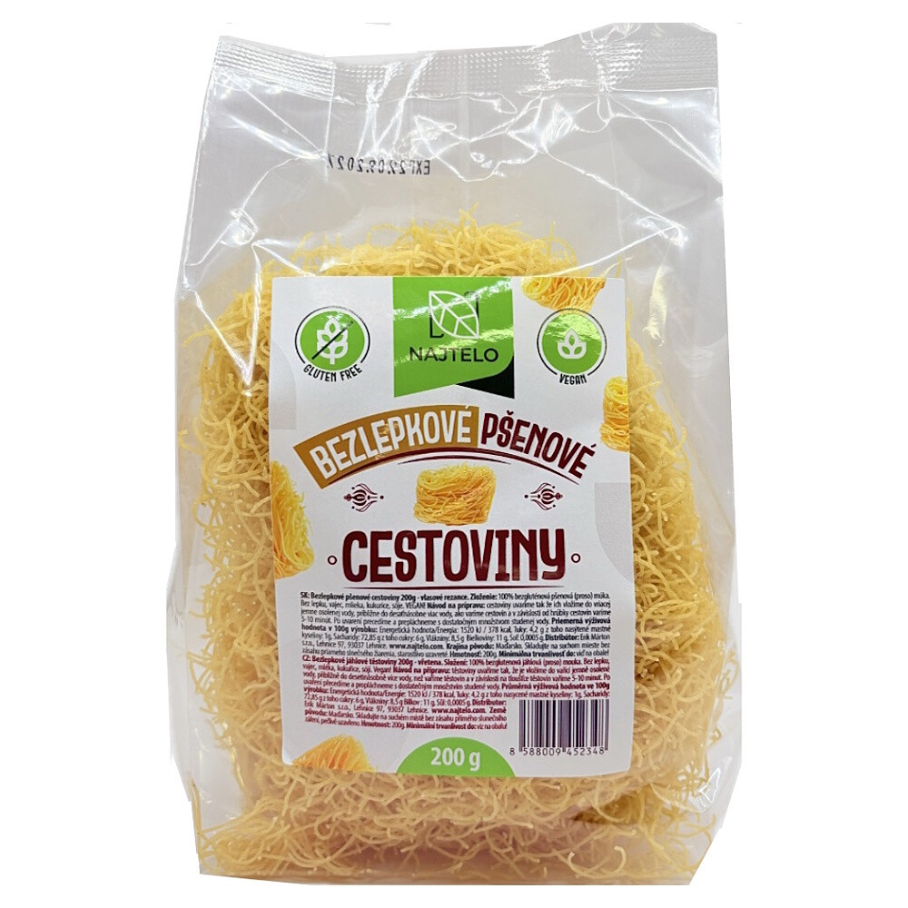 NAJTELO Bezlepkové pšenové vlasové rezance 200 g