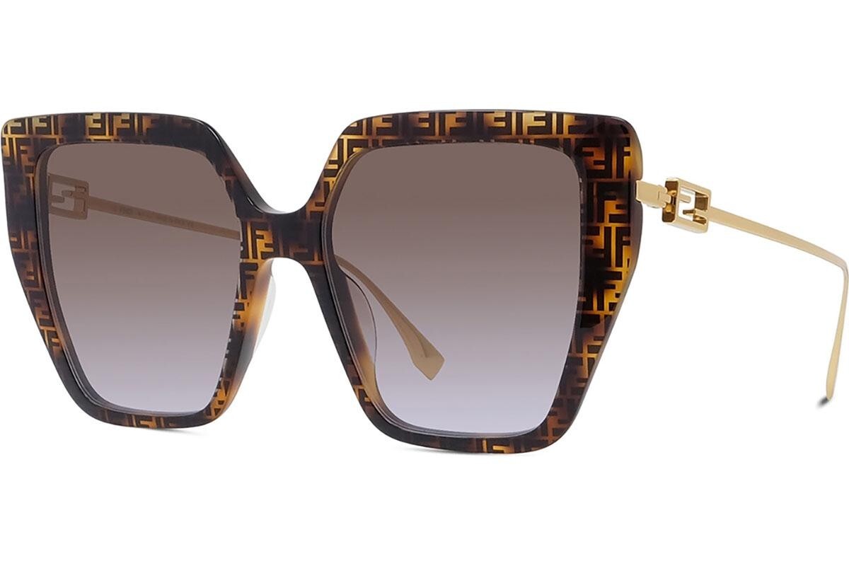 FENDI Baguette Brown Geometric Sunglasses - ONE SIZE (55)
