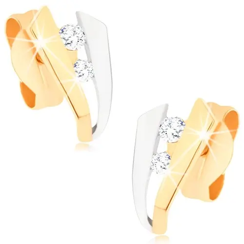 Náušnice 9K v kombinovanom zlate s písmenom 