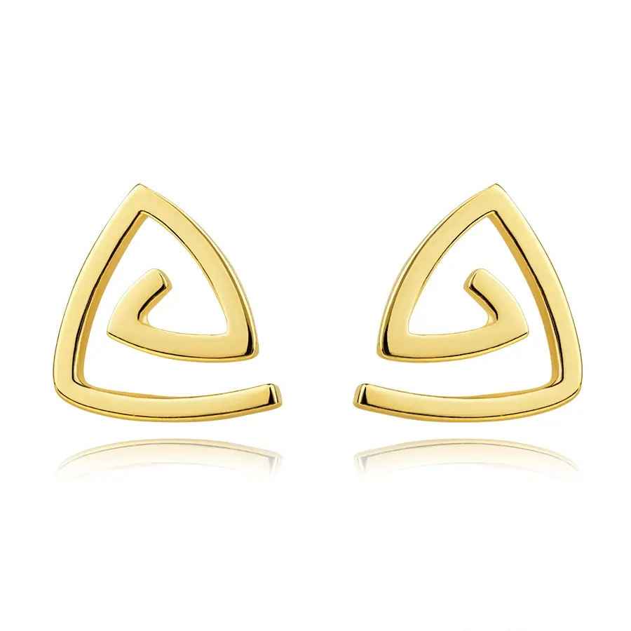Náušnice zo žltého zlata 585 - trojuholníková špirála, puzetky