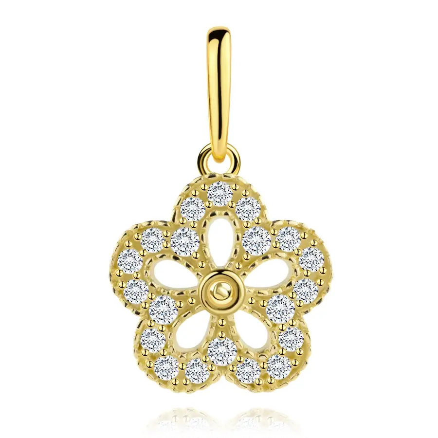 Prívesok z 9K žltého zlata so zirkónovým kvetom