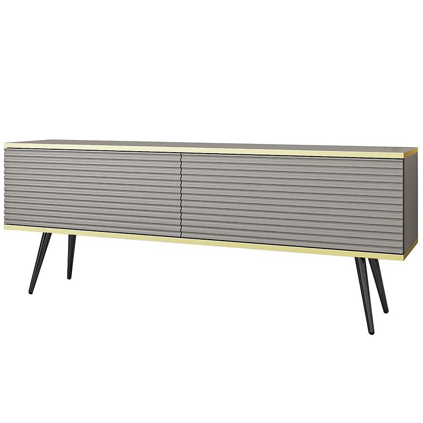 TV stolík Oro Mdf Drážkovanie 135 Sivá+ Čierne nohy