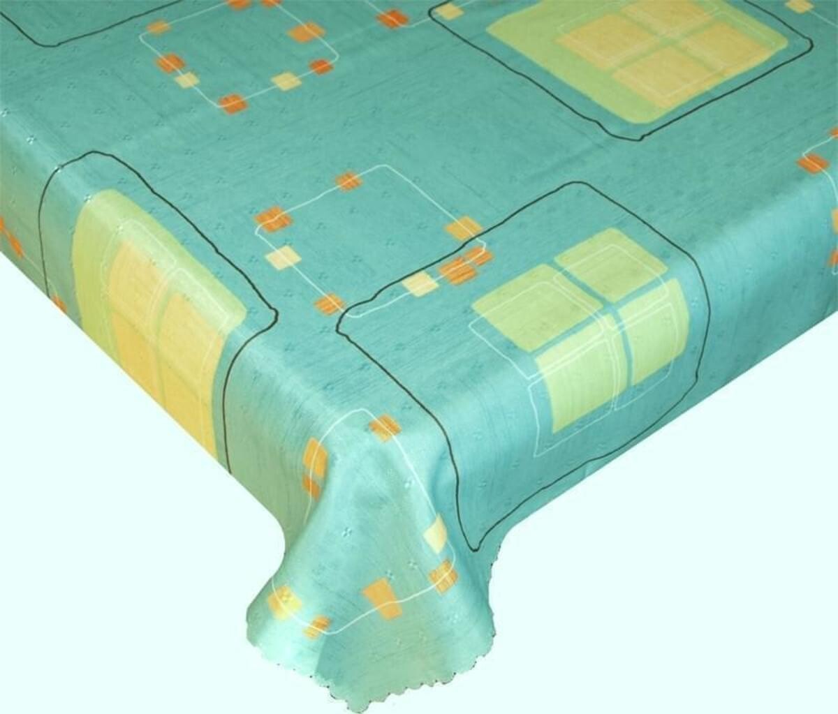 Obrus s nešpinivou úpravou - Geometria -tyrkys