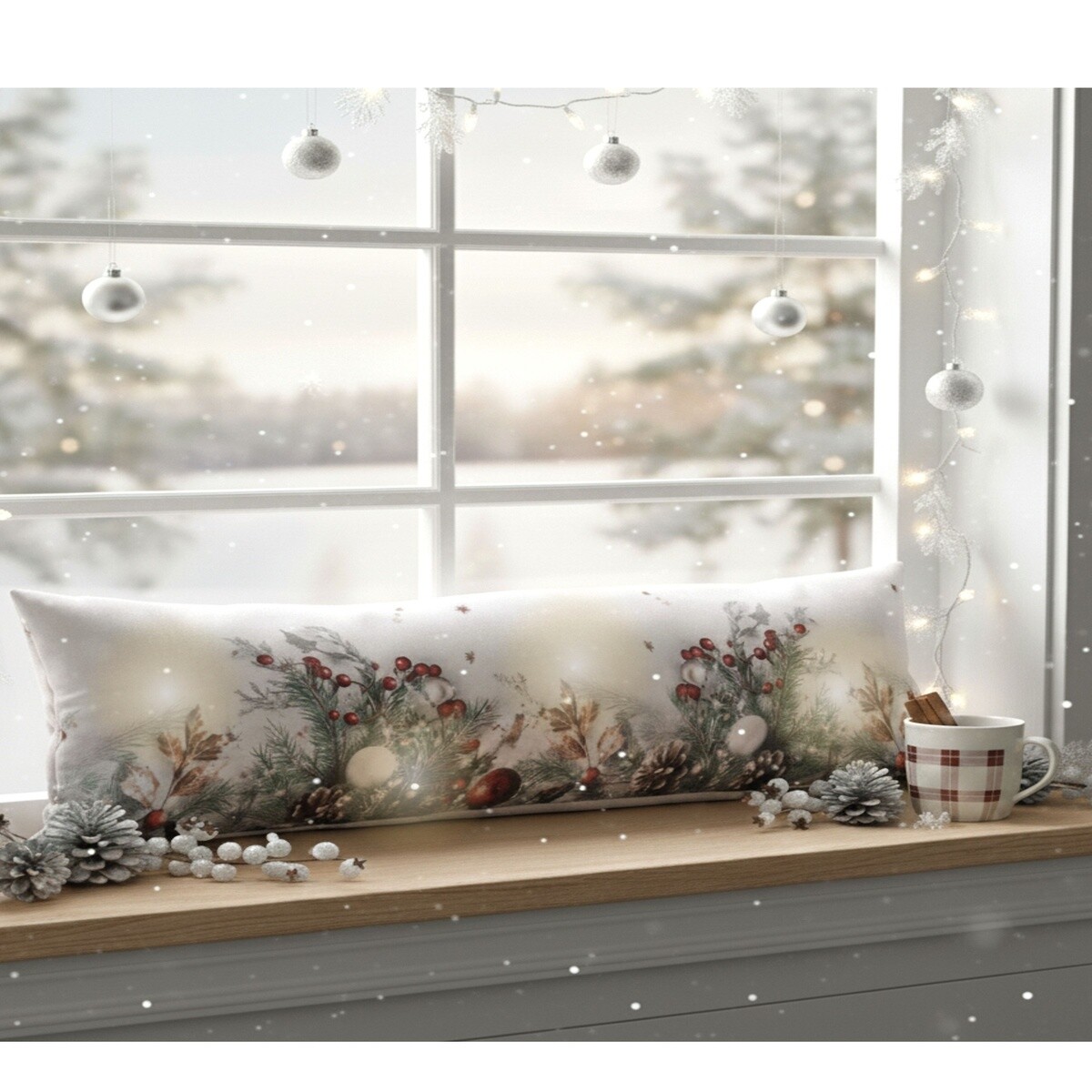 Okenné vianočné svietiace dekorácie, Vianočné vetvičky a ozdoby