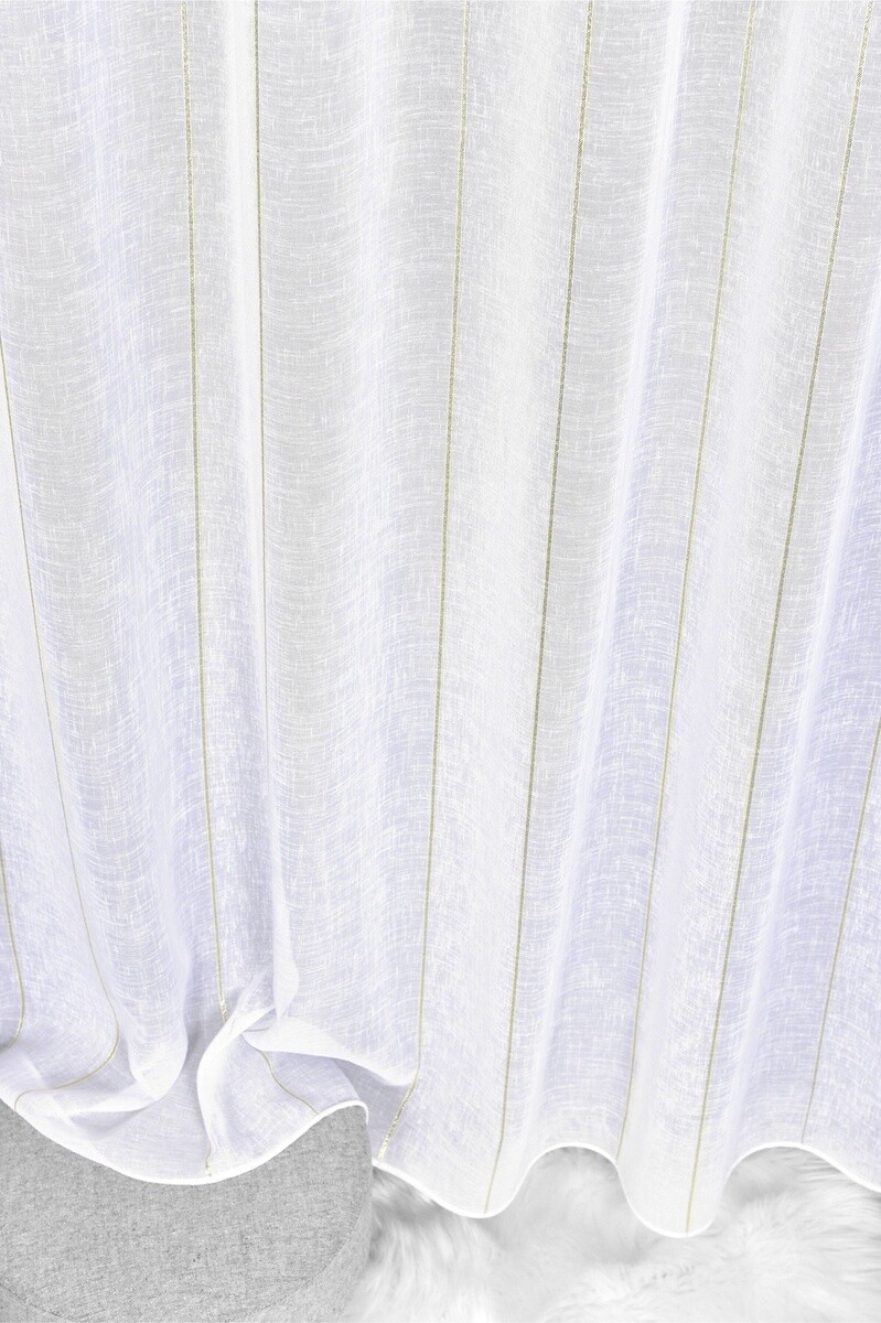 Záclona markizeta, Pruhy lurex zlatý, biela 150 cm