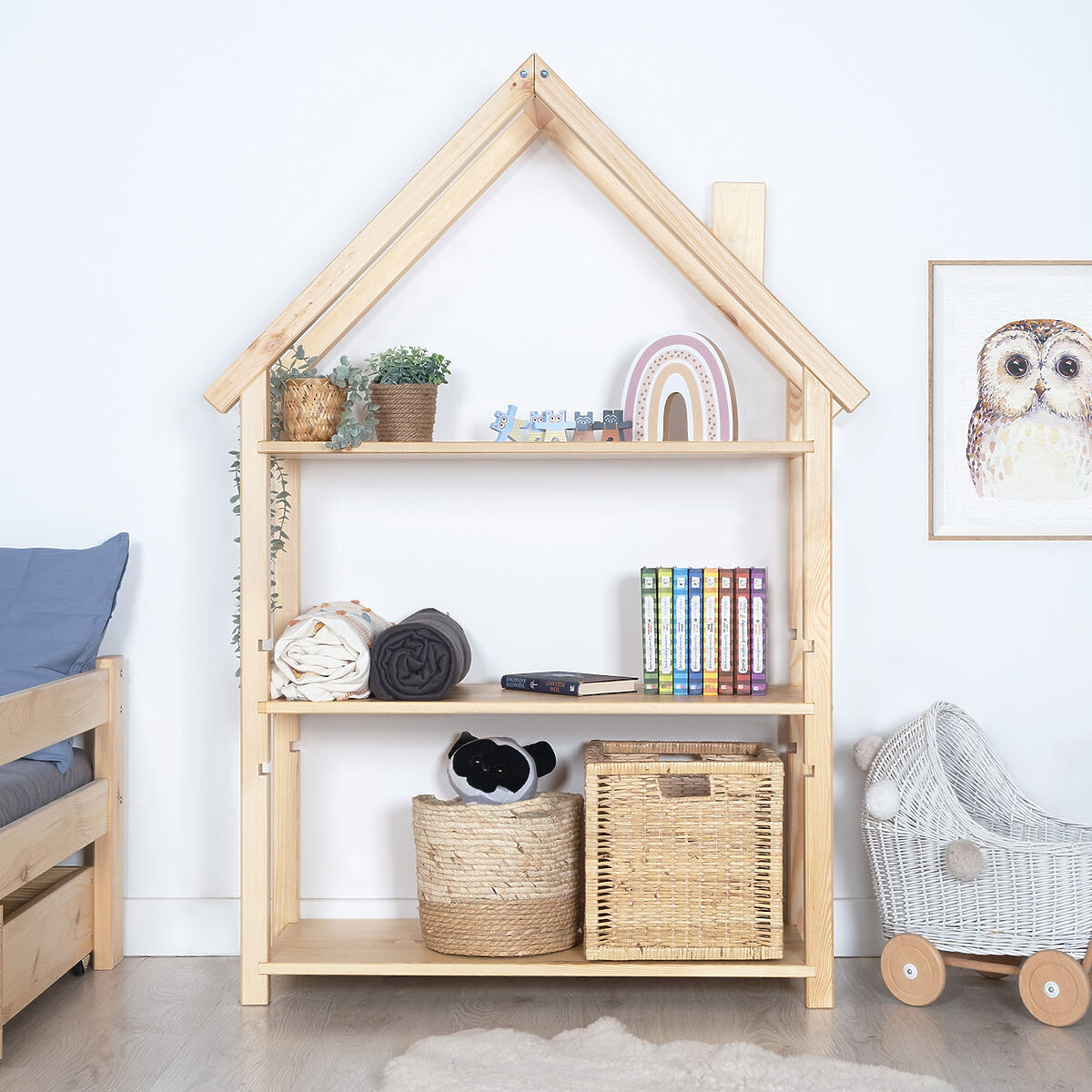 Policový regál Domček FRANK - prírodný 80 - Regál Domček