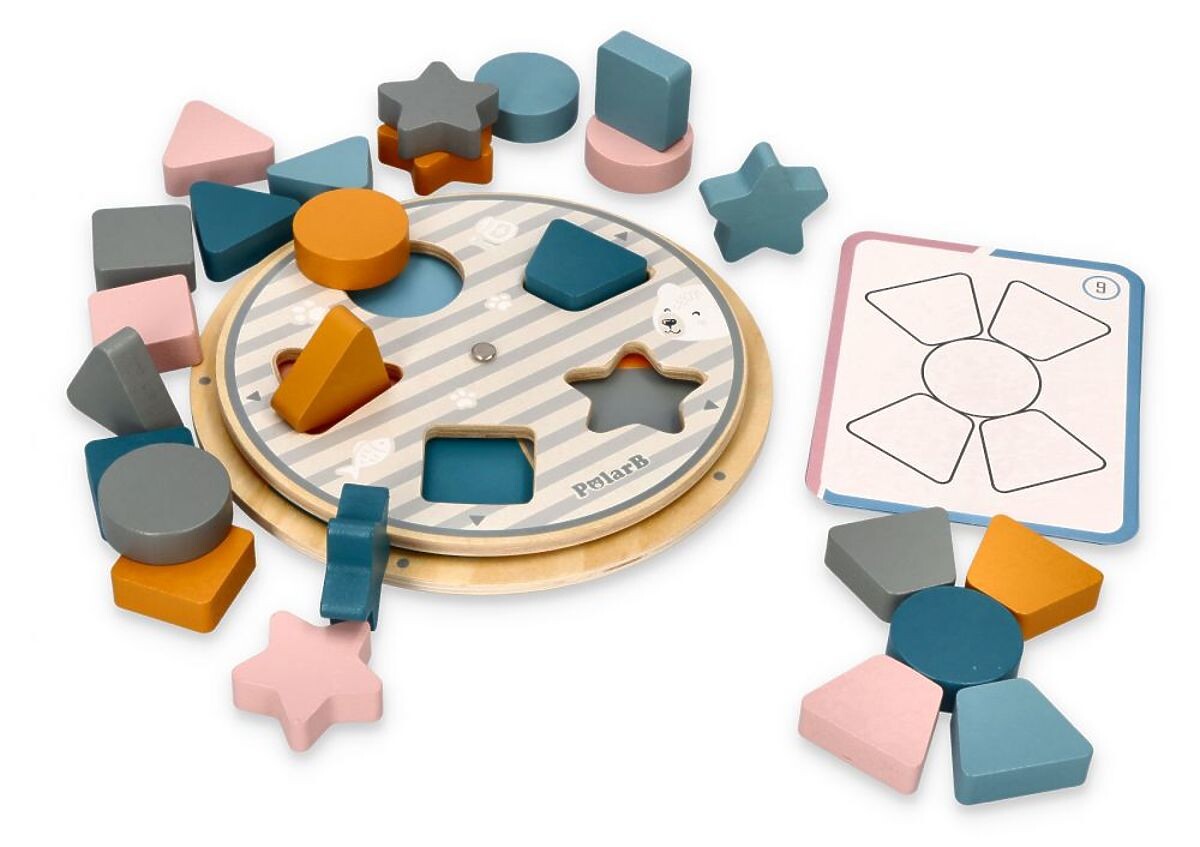 Drevená skladačka na triedenie tvarov a farieb