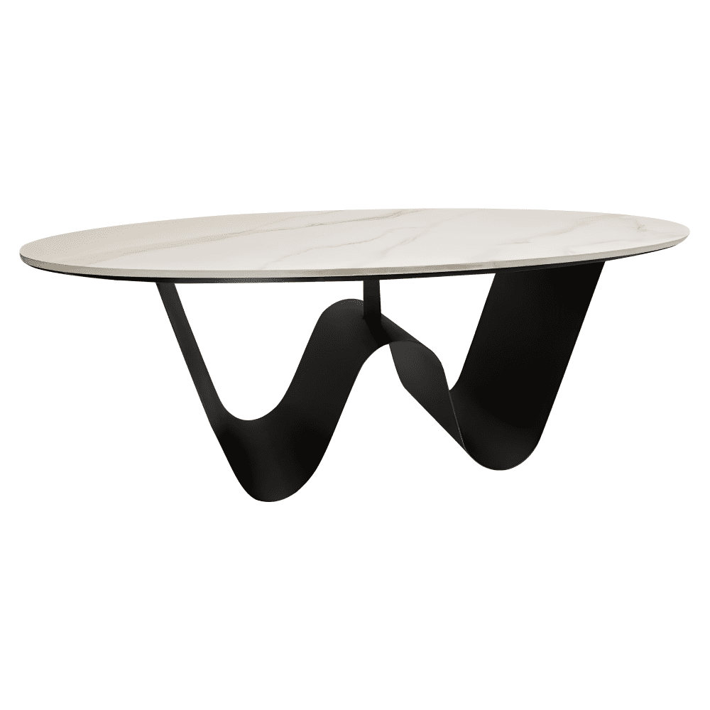 Konferenčný stolík, imitácia mramoru/čierna, ELVO