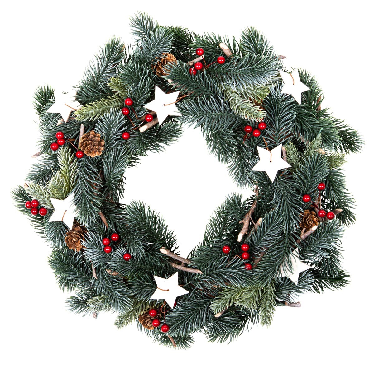 Vianočný veniec Biele hviezdy, 35 x 35 cm