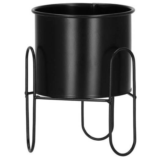 Kovový podstavec s kvetináčom -18 cm - čierna matná