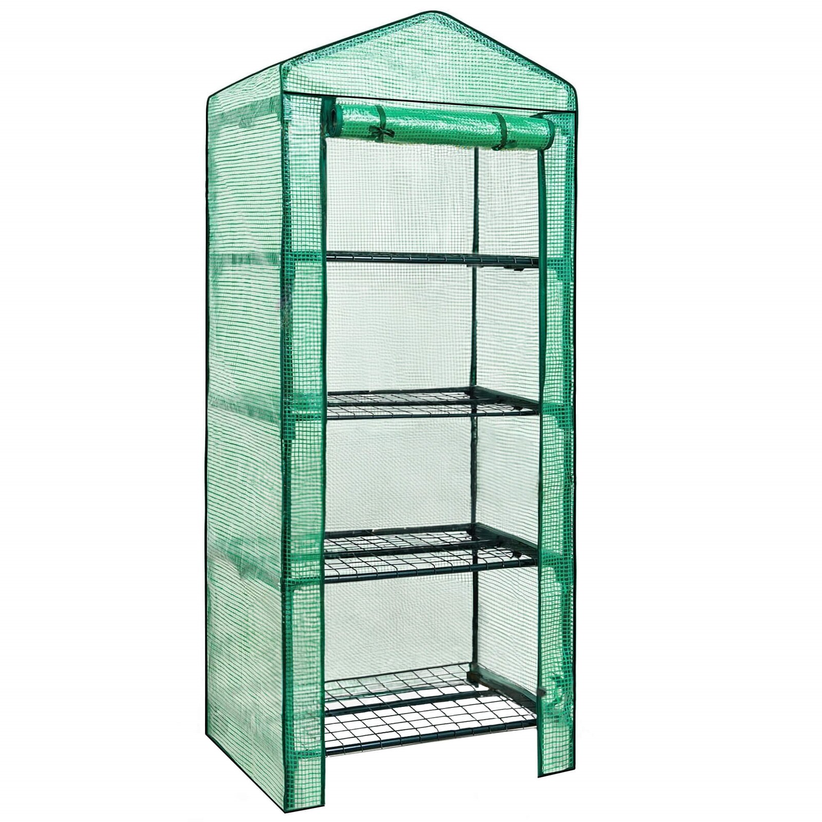 Záhradný skleník - 4 police - fólia UV4 130g/m2 - 1,6x0,5x0,7 m - zelená