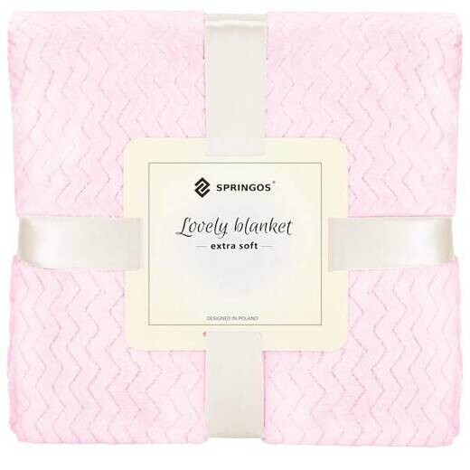 Obojstranná plyšová deka 200x220cm - cik cak - svetloružová