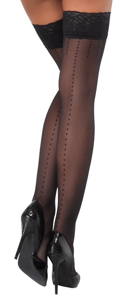 Cottelli Legwear Samodržiace pančuchy - čierne: 4 (L)