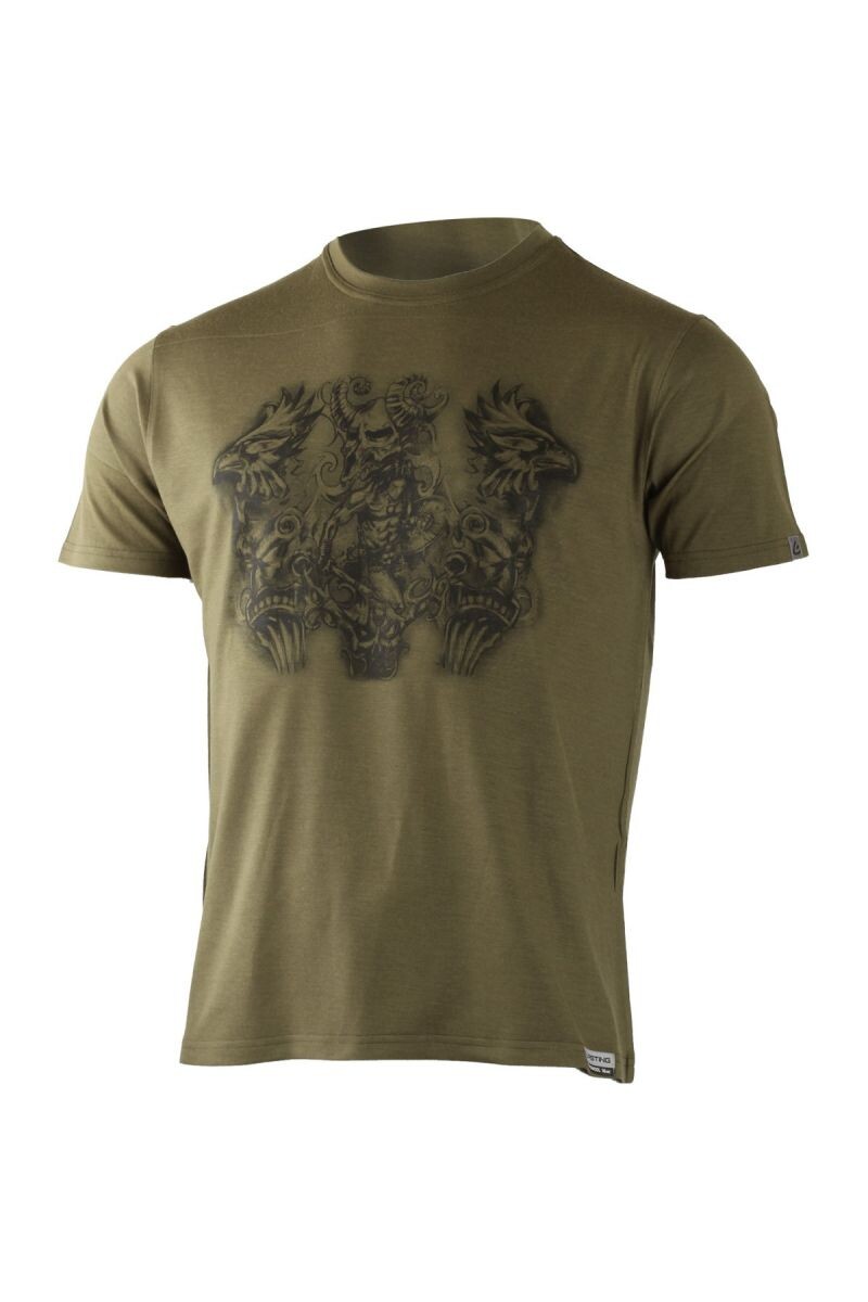 Lasting pánske merino tričko s tlačou HERO zelené Veľkosť: XL 8595067876474