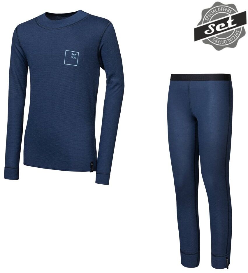 SENSOR DOUBLE FACE SET LOGO UP juniorský tričko dl.rukáv + spodky deep blue Veľkosť: 140 8592837110783