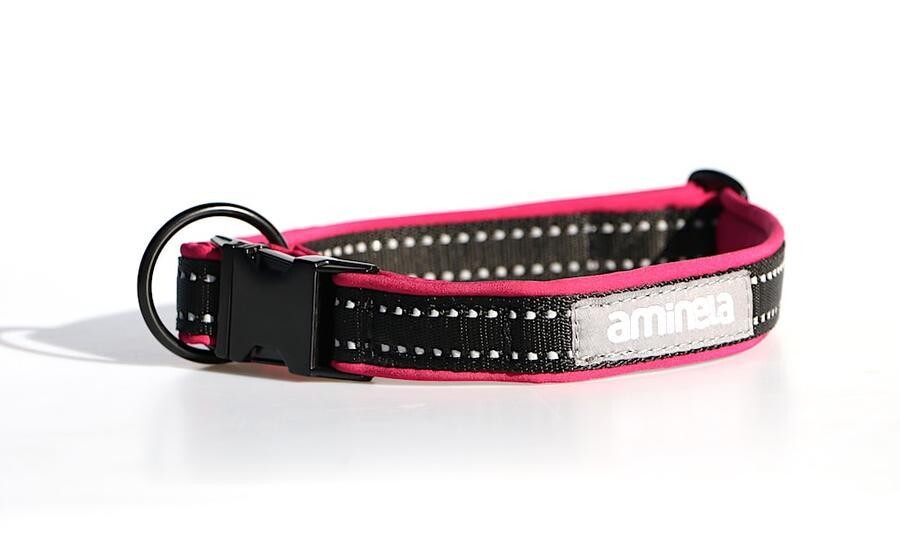 Aminela obojek se sponou Sport & City 35-60cm, malinová/černá