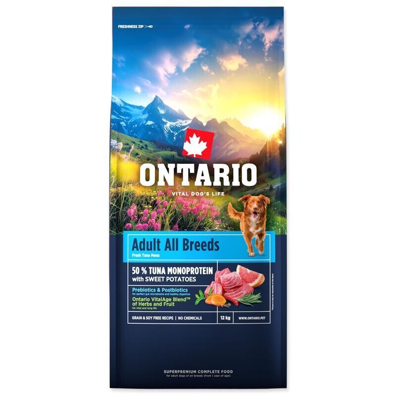 Krmivo Ontario Adult All Breeds Monoprotein Tuna & Sweet Potatoes