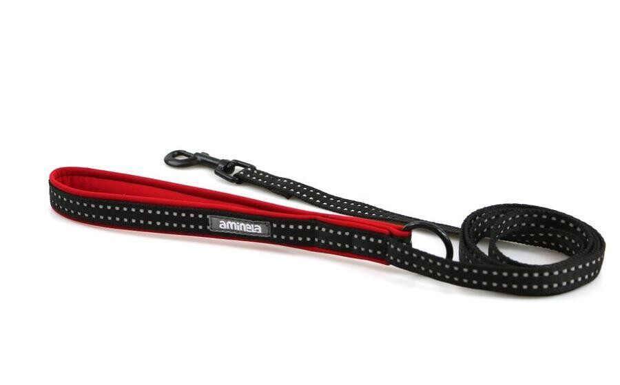 Aminela jednoduché vodítko nepodšité Sport & City 150cm/16mm, červená/černá pro malá plemena