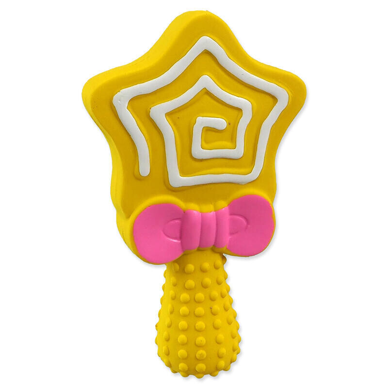 Hračka DOG FANTASY Latex lízátko hvězda se zvukem mix barev 13 cm