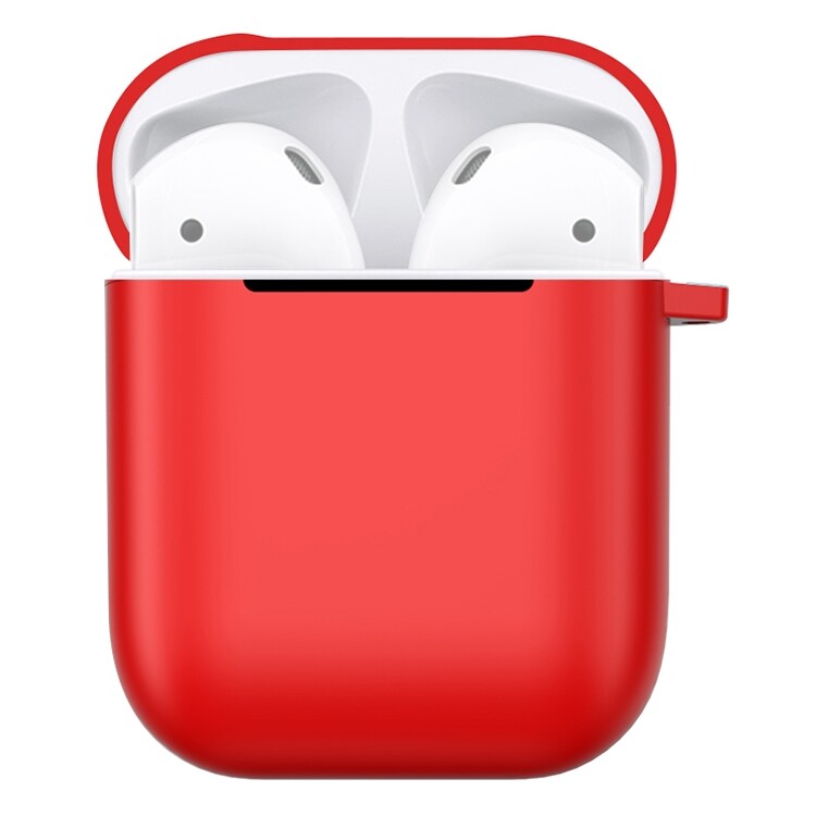 Matný plastový obal s karabínou pre Airpods - Červená