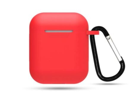 Silikónové puzdro pre Airpods 1 a 2 s karabínou - Červená