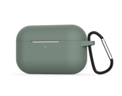 Silikónové púzdro pre Airpods Pro s karabínou - Tmavo zelená