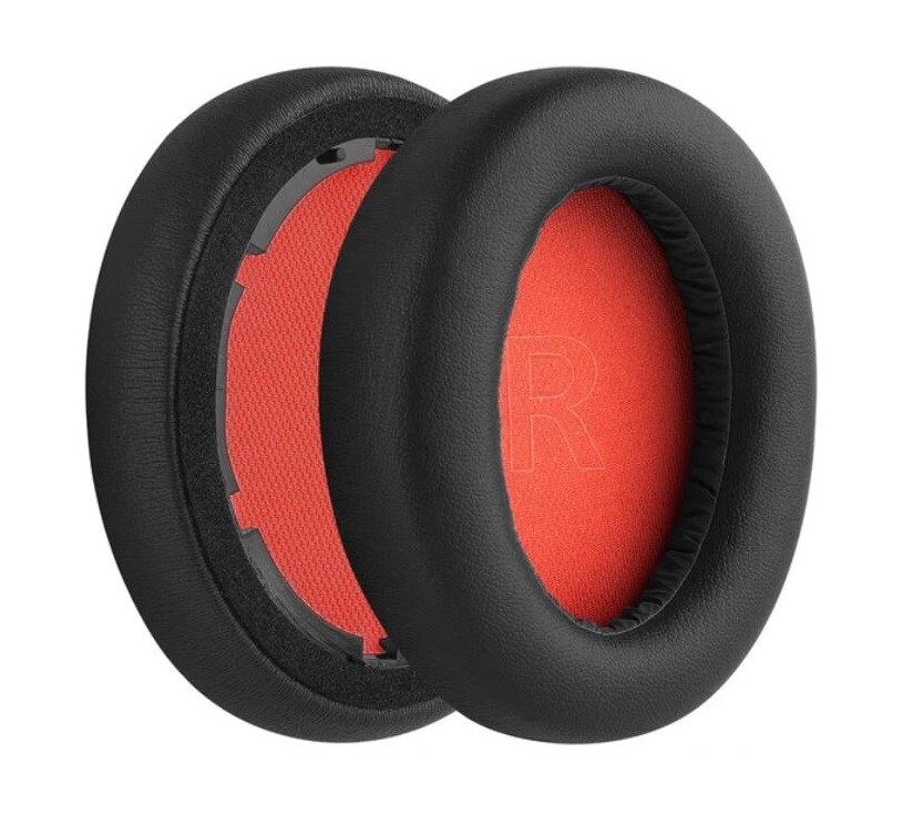 Náhradné náušníky pre slúchadlá Anker Soundcore Life Q10 - Čierne s červeným vnútrom, kožené
