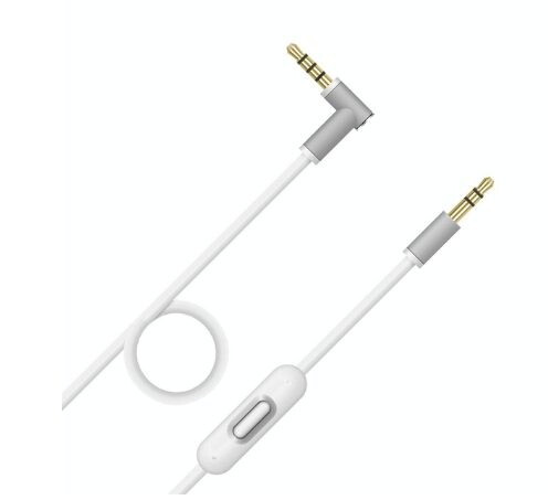 Audio kábel s mikrofónom pre slúchadlá Beats Dr. Dre Solo Studio 1.0, 2.0, 3.0, Pro, Pro Detox a Mixr - Biely