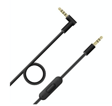 Audio kábel s mikrofónom pre slúchadlá Beats Dr. Dre Solo Studio 1.0, 2.0, 3.0, Pro, Pro Detox a Mixr - Čierný