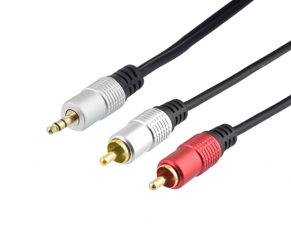 Prepojovací audio kábel Jack 3,5 mm (M) - 2 x RCA Cinch (M) - 2 metre