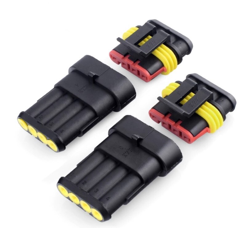 Auto konektor AC/DC, stavebnica, vodotesný, samec + samica - 4 piny