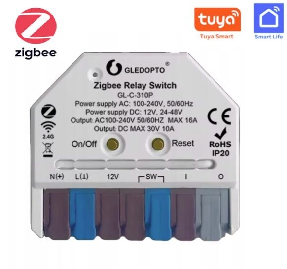 Zigbee bezdrôtové chytré relé – 12VDC až 230VAC, TUYA, SmartLife