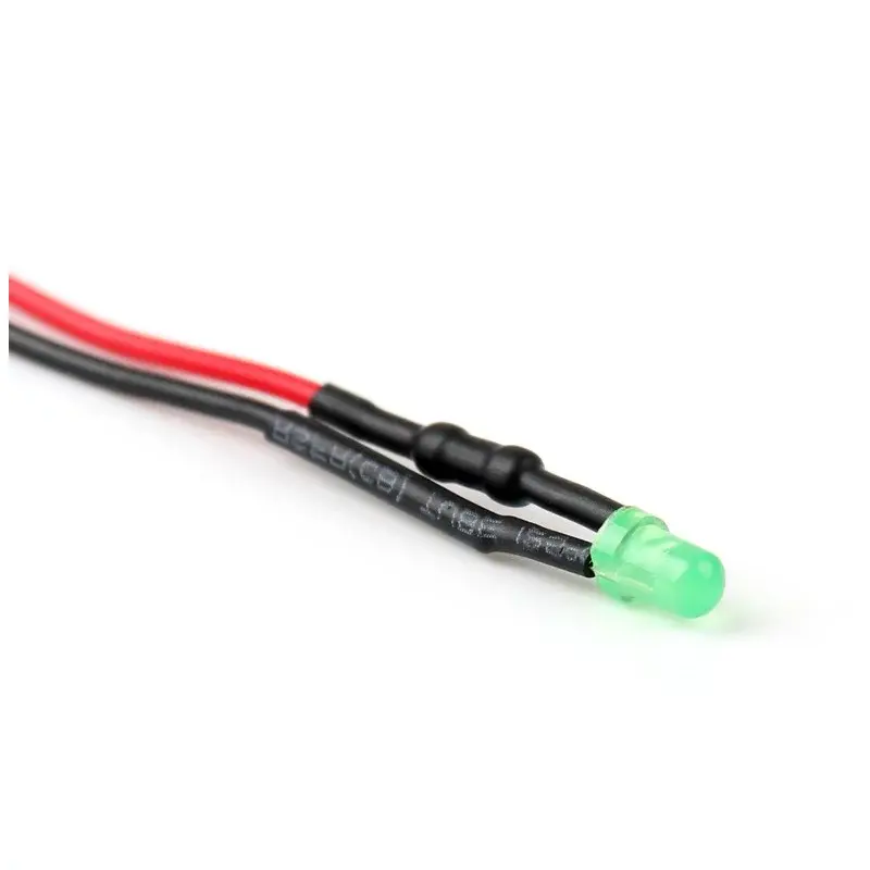 12V LED Dióda 3mm, Zelená difúzna