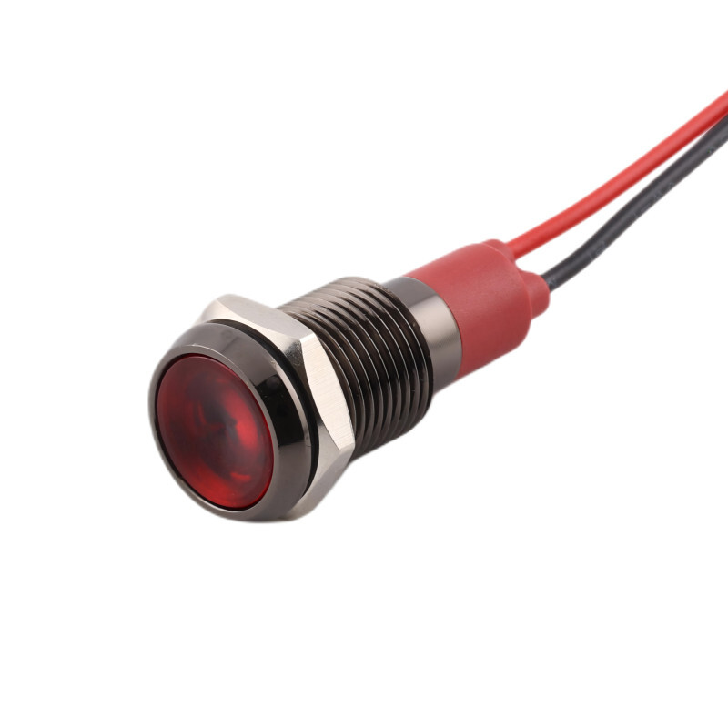 LED kontrolka kovová, pre priemer otvoru 10mm, čierna, Červená 3-6 V DC