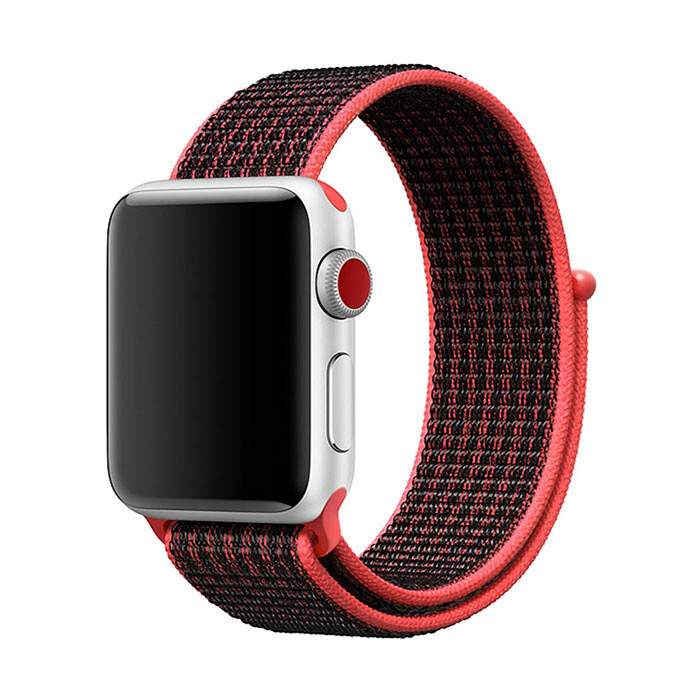 Marvelli - Nylonový remienok na Apple Watch - Červenočierny Veľkosť: 42/44/45/46/49mm, Farba: Červeno-čierna